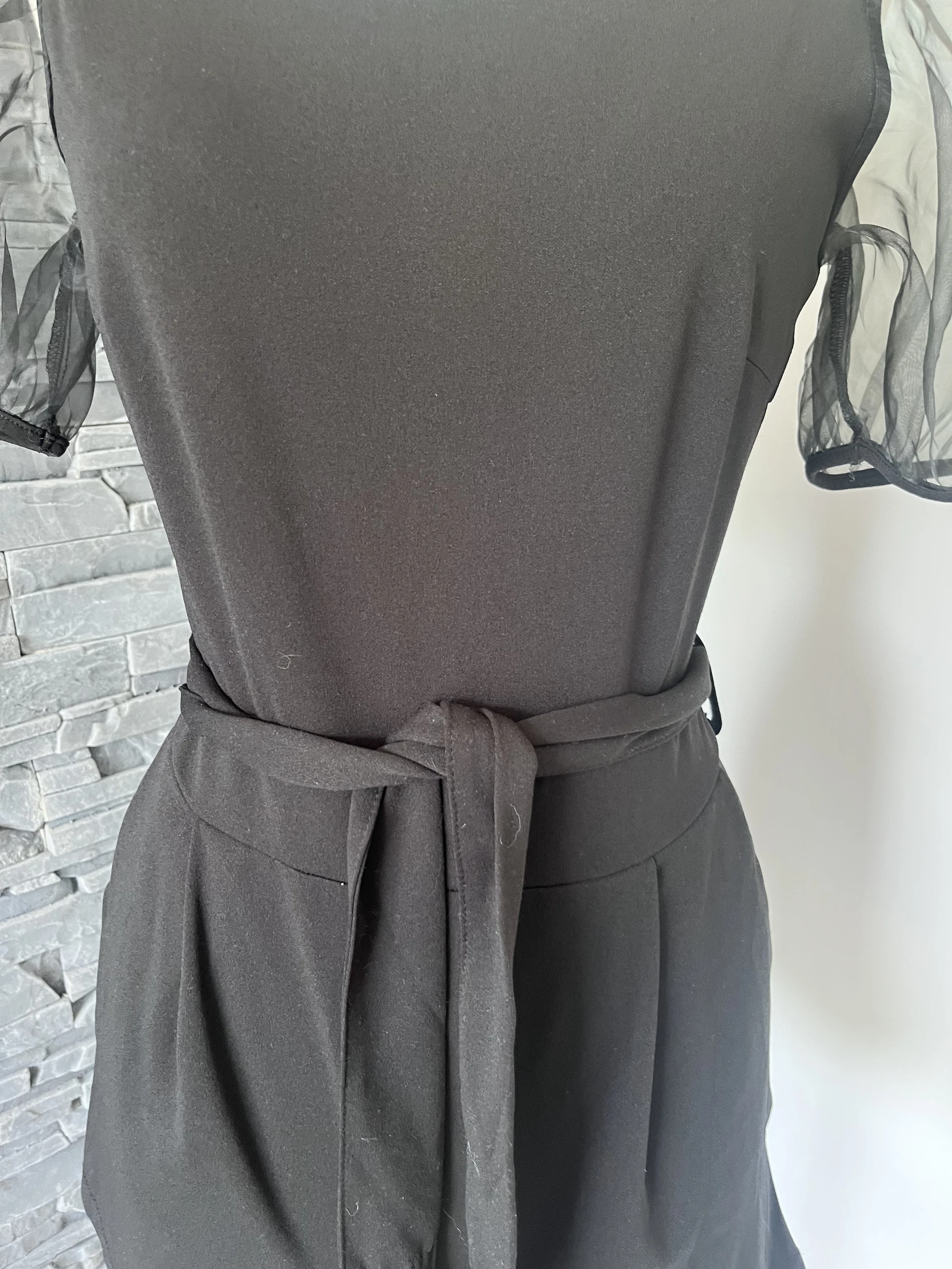 Combishort cache cache negro mangas gasa - Talla 36 - elegante & tendencia – photo 3